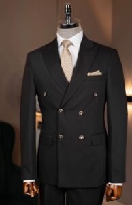 Black & Gold Double-Breasted Enamel Suit - Image 6
