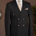Black & Gold Double-Breasted Enamel Suit