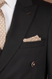 Black & Gold Double-Breasted Enamel Suit - Image 4
