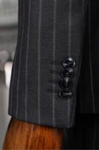 Black Double-Breasted Striped Suit - Image 2