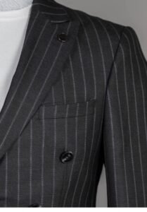 Black Double-Breasted Striped Suit - Image 3